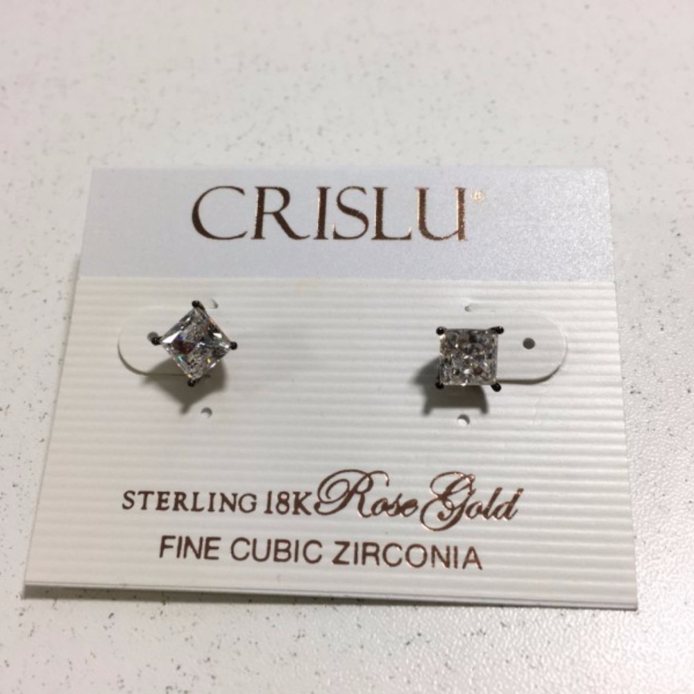 Crislu 18K Rose Gold over Sterling Silver Cubic Zirconia Earrings